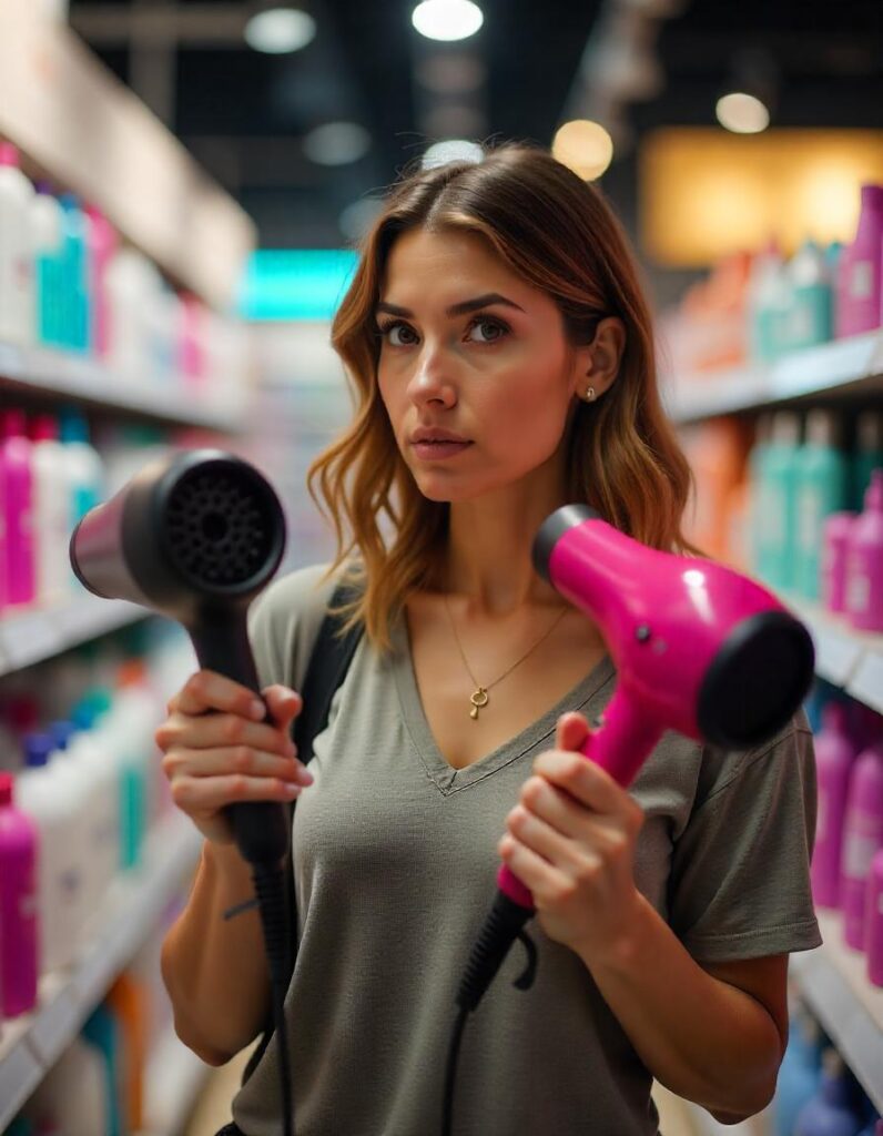 mujer con secador